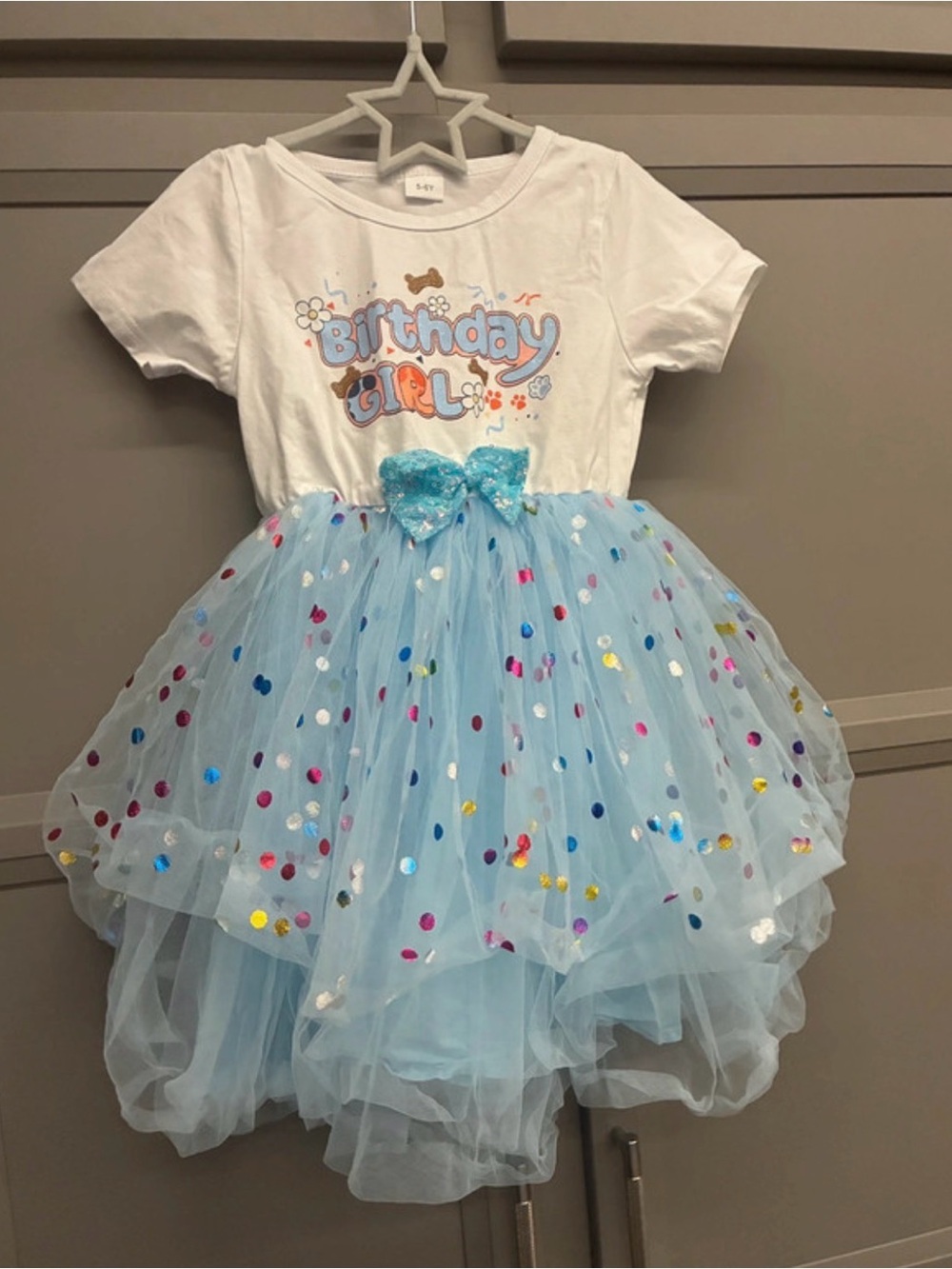 Girls' Light Blue 'Birthday Girl' Tulle Party Dress